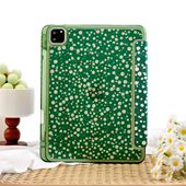 绿色碎花适用苹果air4保护套平板电脑壳air6 6亚克力防摔硬保护壳 10代air13寸 pro7带笔槽11Y 三折mini7