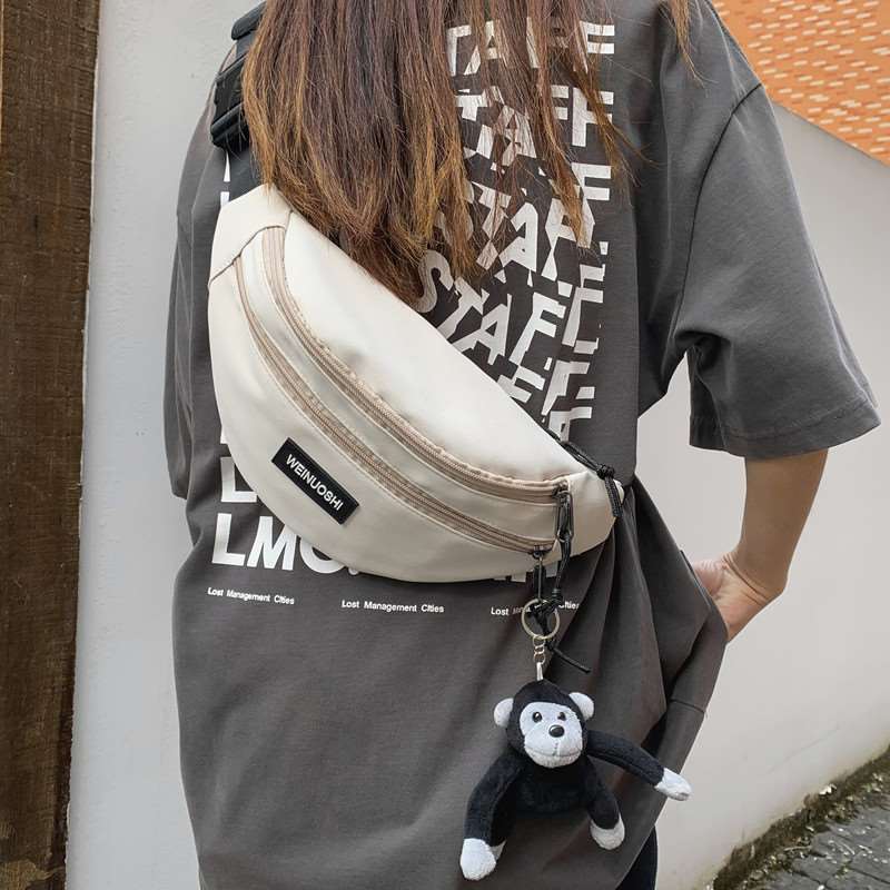 包包2022新款包包百搭休闲少女ins腰包潮女夏帆布斜挎胸包女小包