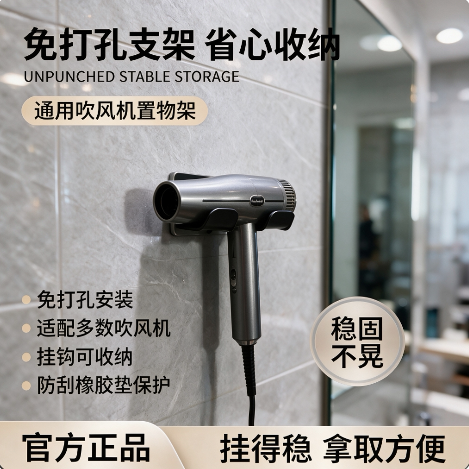 火之凤M3免打孔吹风机置物架卫生间壁挂式M2电吹风支架浴室风筒架图片