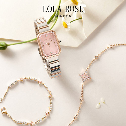 Lola Rose罗拉玫瑰方糖手表粉色闪星手链高级轻奢生日礼物