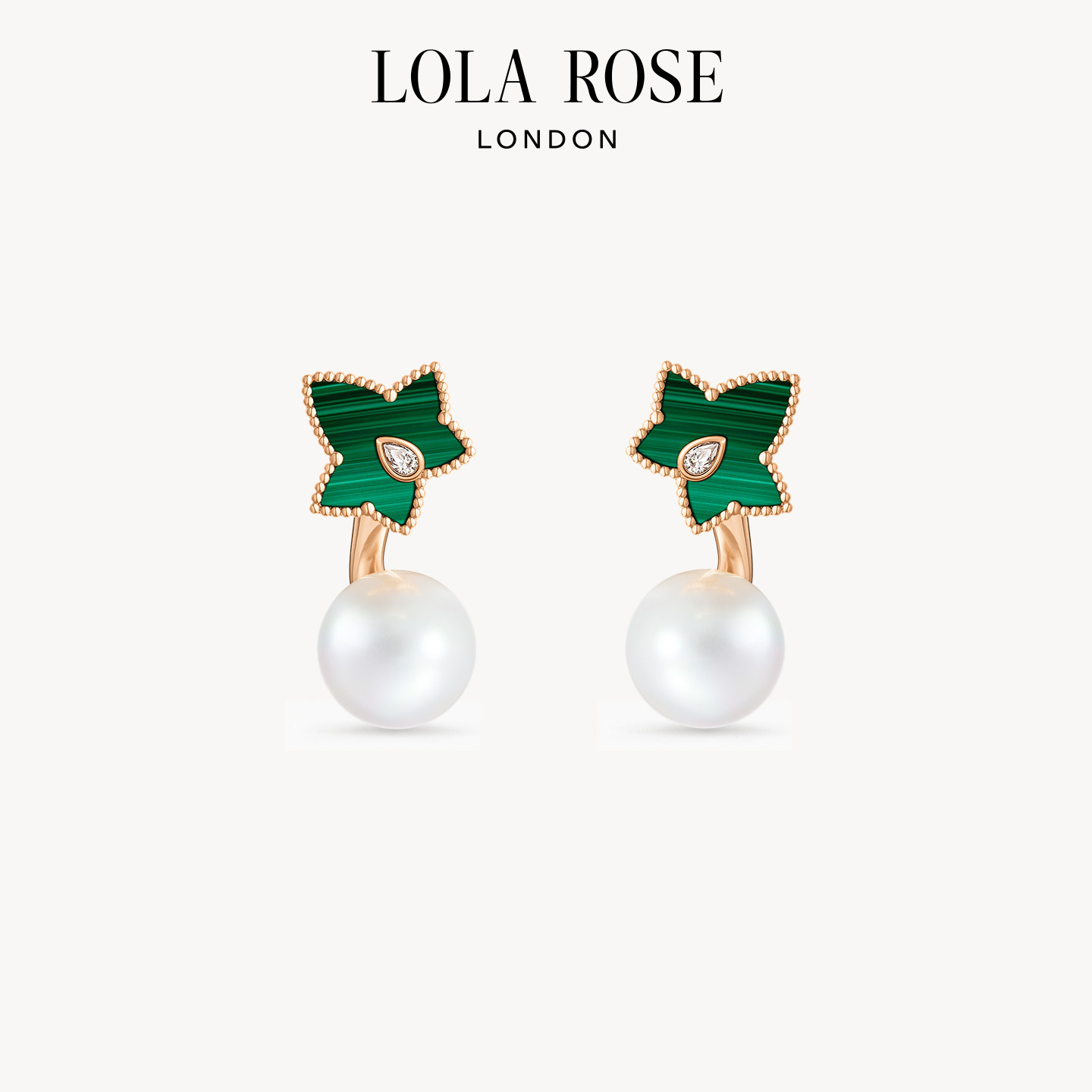 Lola Rose罗拉玫瑰常青藤珍珠耳饰孔雀石生日礼物