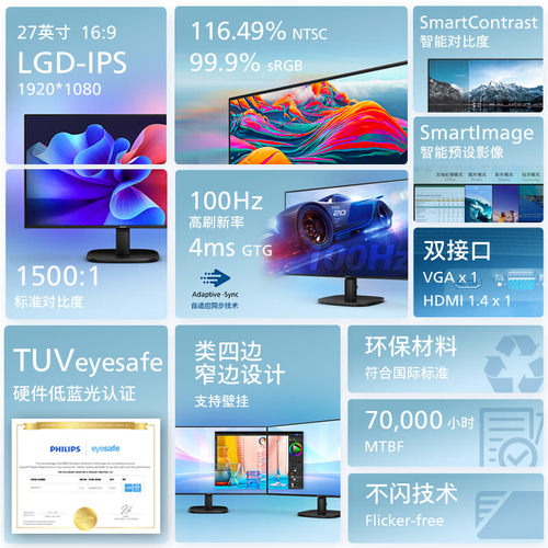 飞利浦27英寸商用屏HDMI