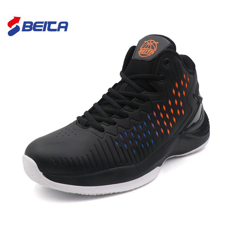 贝踏男高帮防滑轻便学生后卫蓝球鞋运动鞋战靴大码48码透气黑白蓝