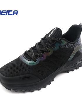 春秋新款跑步鞋男网面透气大码马拉松运动鞋轻跑鞋2006黑防滑气垫