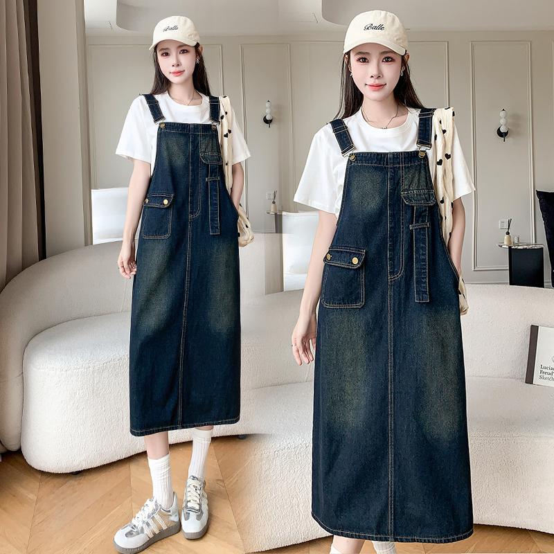 牛仔裙大码连衣裙背带裙A字裙