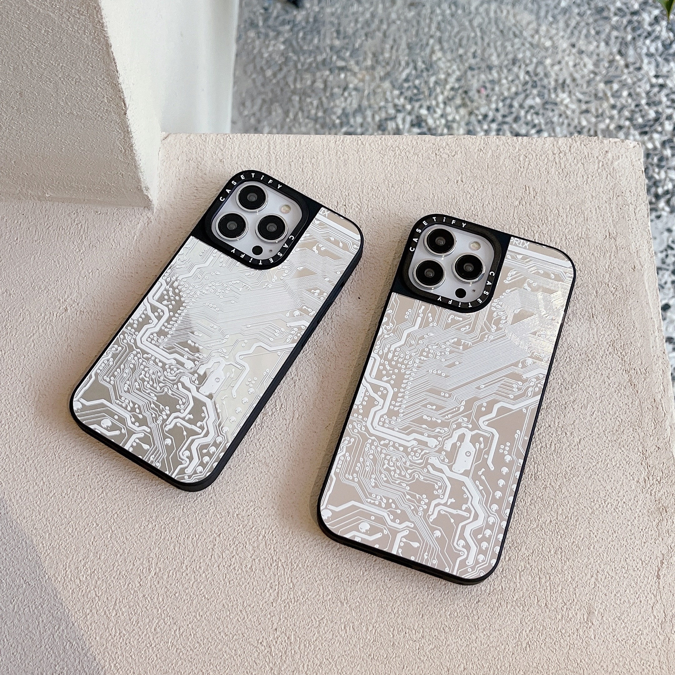 CAS可爱创意线路板镜面适用苹果15Pro新款防摔iPhone14Promax手机壳CASE明星同款12promax潮11/13pro保护套