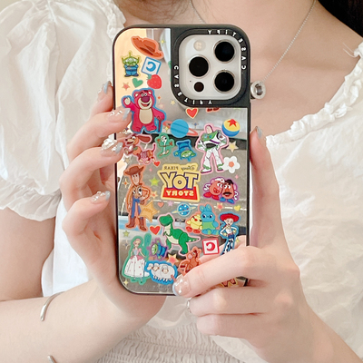 CAS可爱卡通人物总动员镜面适用苹果15Pro新款防摔iPhone14PromaxCASE明星同款12promax潮11/13promax保护套