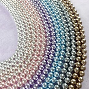 高仿施家小米珍珠散珠带孔玻璃圆珠diy手工串珠项链饰品配件材料