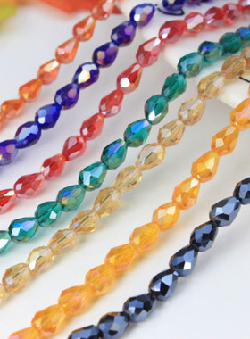 6x8mm镀ab彩直孔水滴珠散珠子DIY手工串珠项链配件材料玻璃水晶
