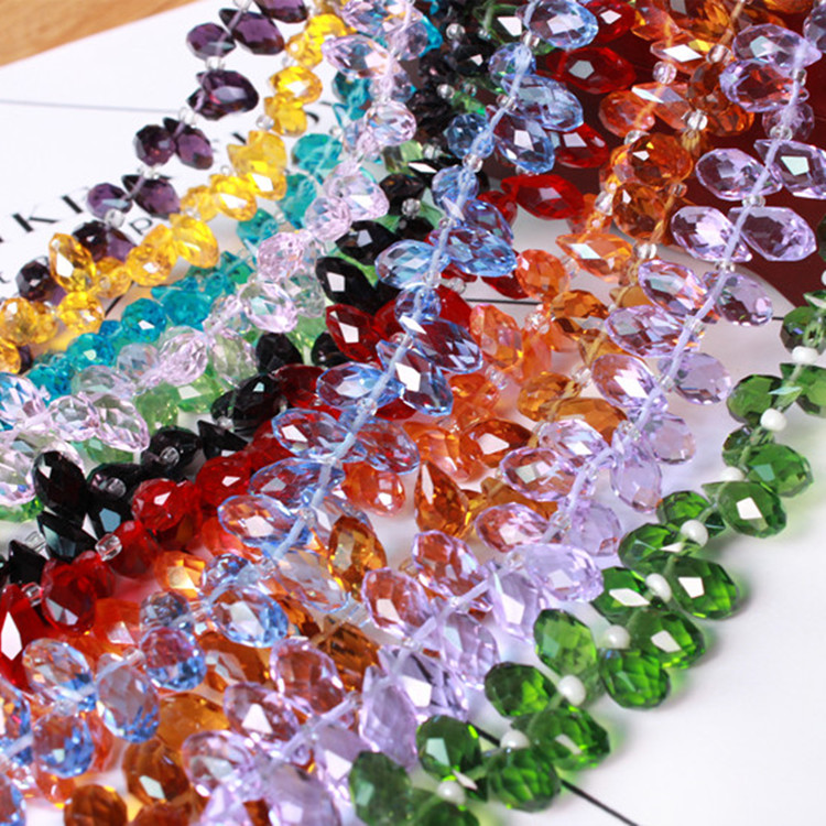 横孔水滴珠diy手工玻璃水晶珠