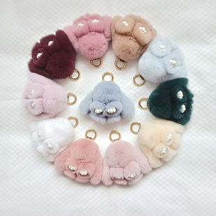 迷你装死兔獭兔毛小号皮草挂件包包钥匙扣手机挂饰可爱挂包饰品女