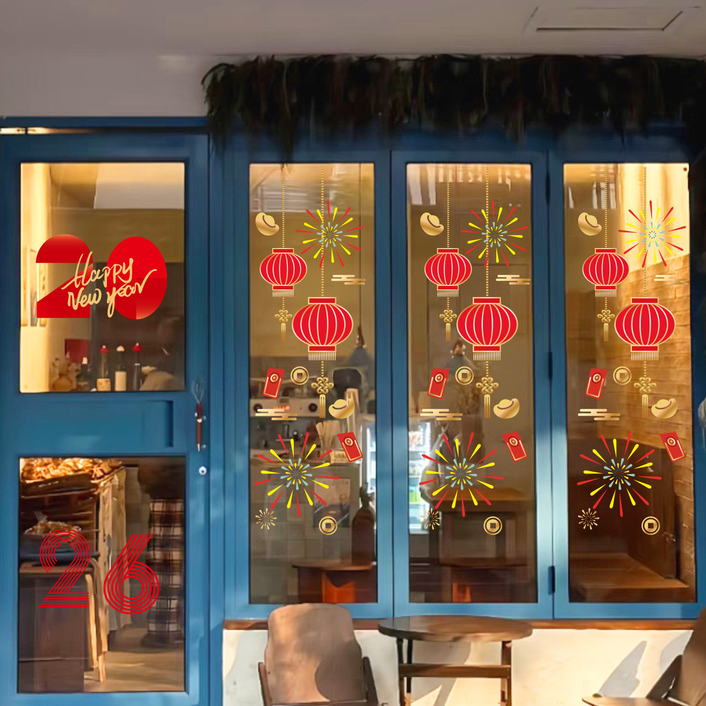 2026新年节日窗花春节装饰灯笼玻璃静电贴纸圣诞布置氛围门贴橱窗,家居饰品,软装墙贴,淘宝优惠券,粉丝福利购,淘宝优惠卷