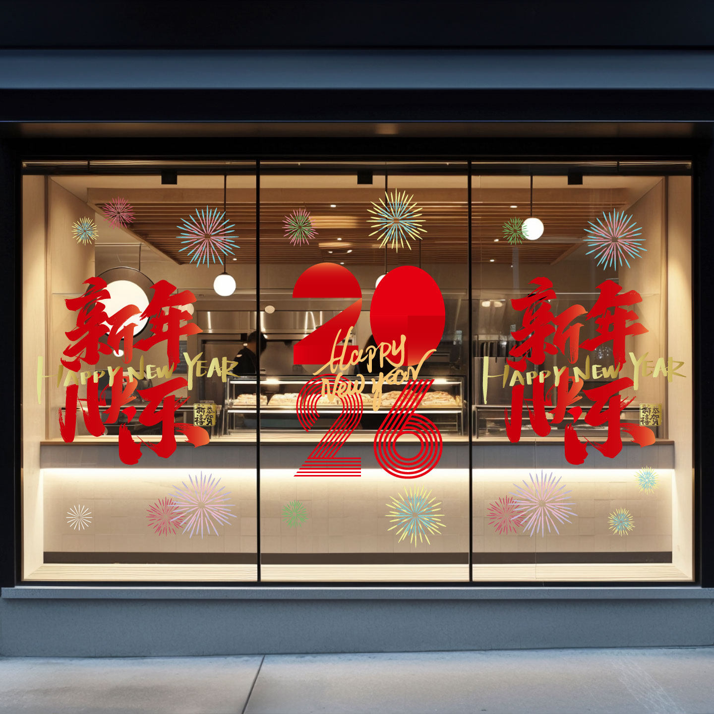 2026马年新年快乐装饰春节窗花贴纸过年商场店铺橱窗玻璃静电贴画,家居饰品,软装墙贴,淘宝优惠券,粉丝福利购,淘宝优惠卷