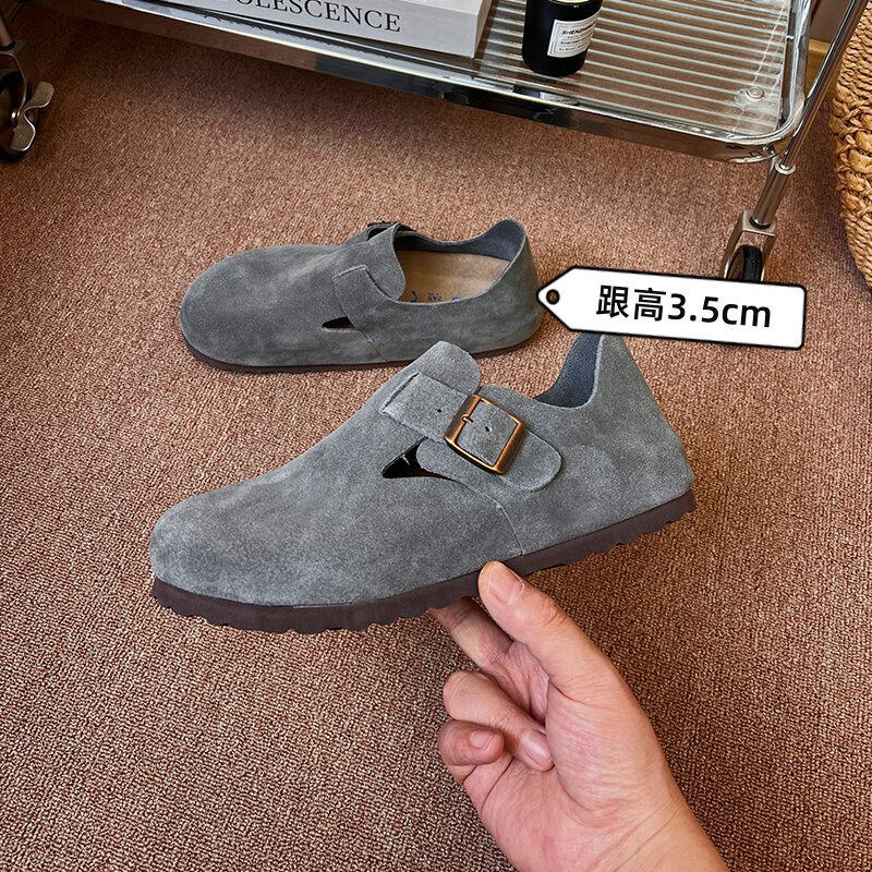【全包勃肯】一脚蹬博肯情侣男女鞋英伦风复古反绒皮鞋磨砂单鞋