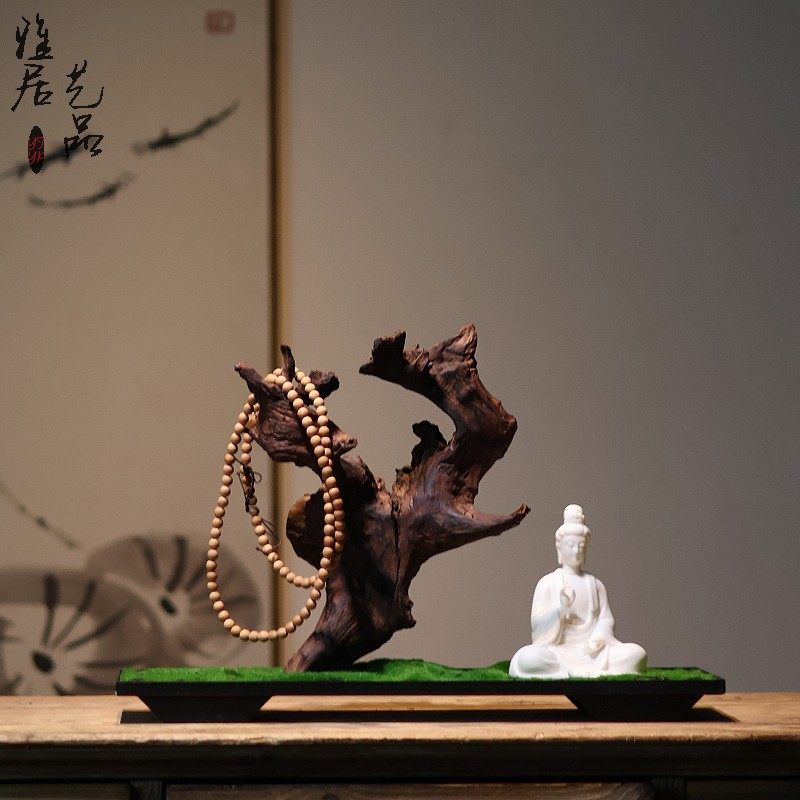 新中式天然水沉木禅意树根摆件茶室样板间家居白瓷人物玄关装饰品,家居饰品,桌面摆件,淘宝优惠券,粉丝福利购,淘宝优惠卷