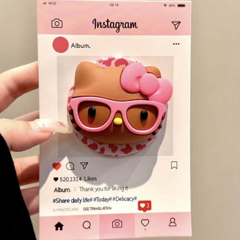 豹纹黑皮眼镜kt猫磁吸支架适用MagSafe手机强力吸附桌面懒人支架