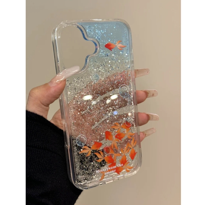 卡通趣味闪粉流沙小锦鲤适用华为mate60pro手机壳mate50pro流沙壳mate40防摔pura70pro防摔P60硬壳