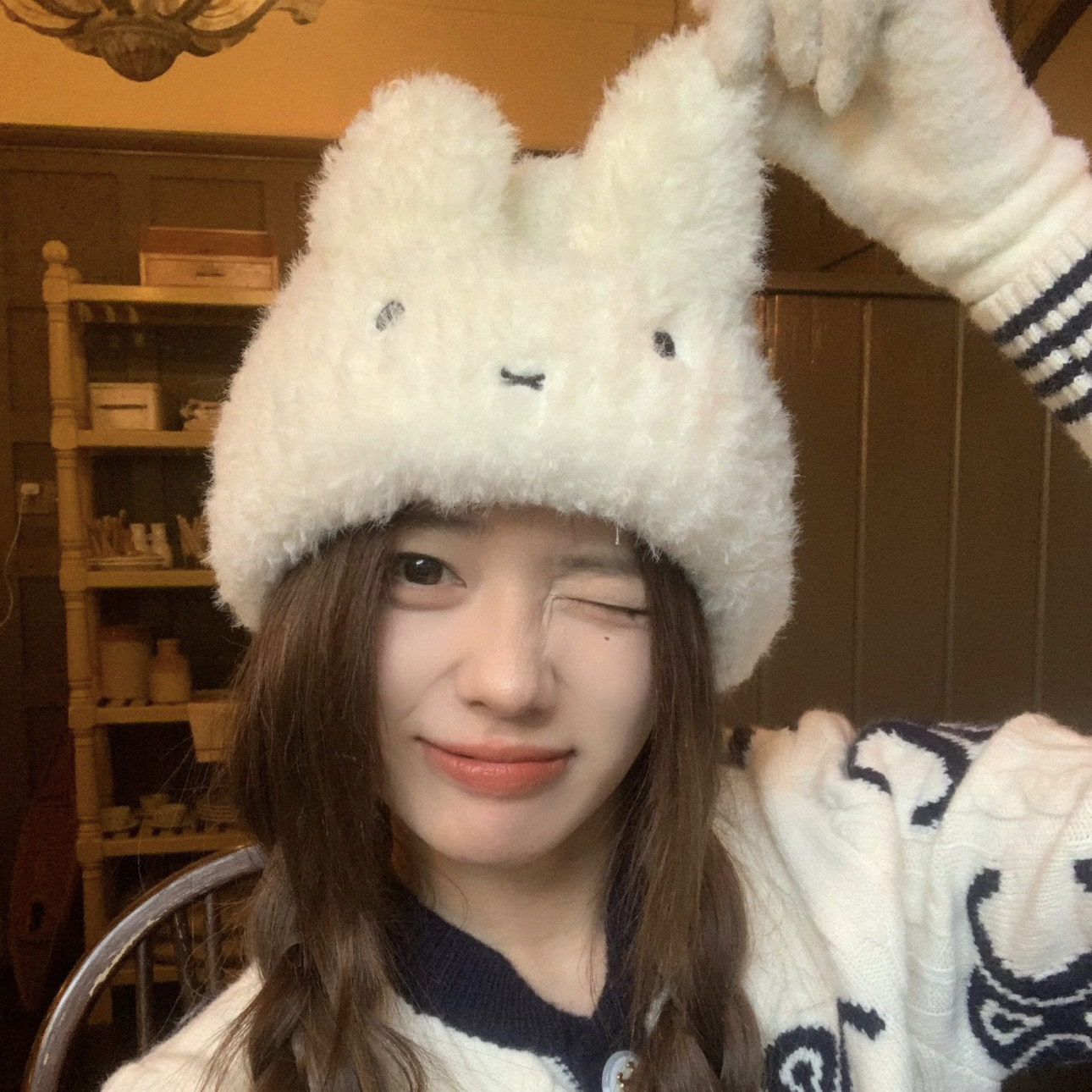 可爱米菲兔耳朵毛绒帽子女秋冬季甜美显脸小护耳帽保暖针织毛线帽,服饰配件/皮带/帽子/围巾,帽子,淘宝优惠券,粉丝福利购,淘宝优惠卷