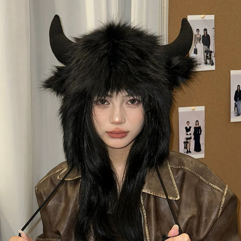 牛魔王大黑牛毛绒雷锋帽男女冬季