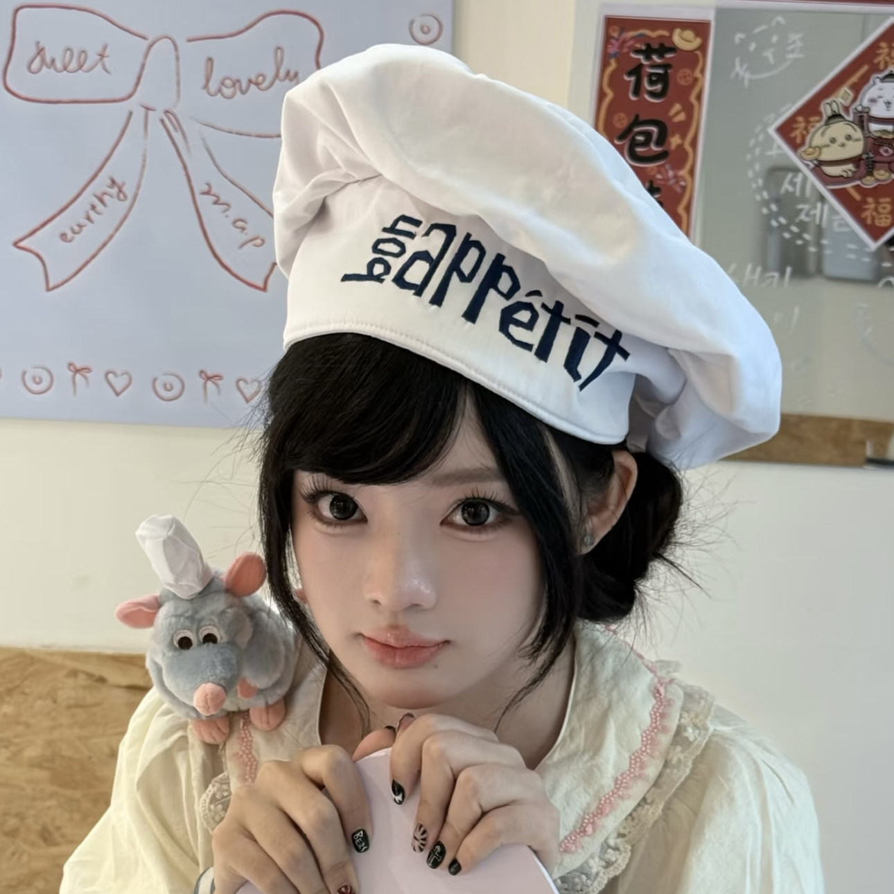 料理鼠王同款发箍法式厨师帽玩偶设计发饰套装氛围感新款拍照道具