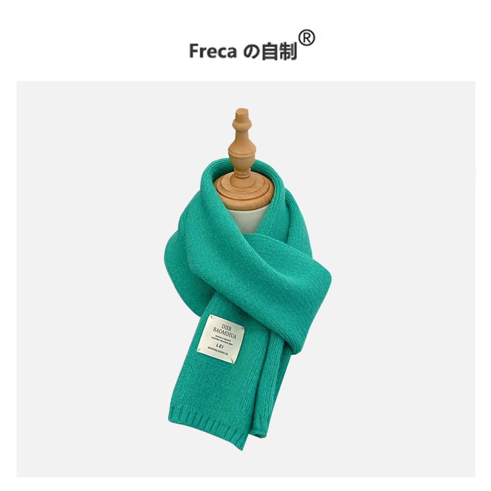 韩版情侣学生针织新款绿色小围巾