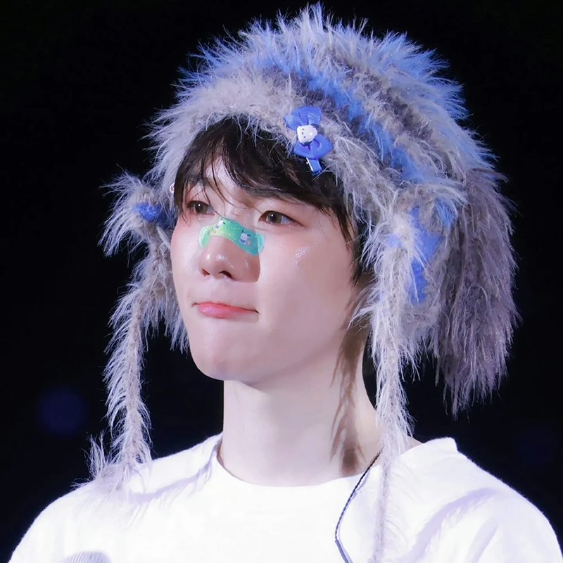 边伯贤同款毛绒狗狗针织帽子女冬