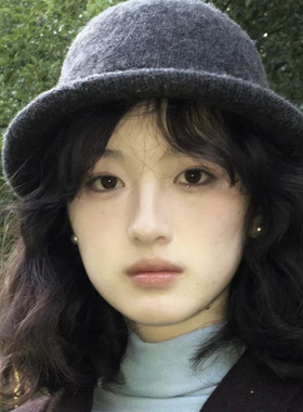 冬季卷边复古渔夫帽子日系圆顶羊毛小礼帽显脸小盆帽百搭港风出街