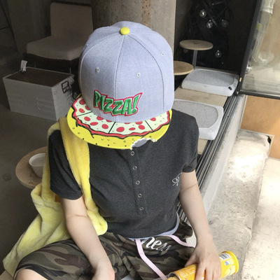 美式卡通缺口披萨刺绣帽