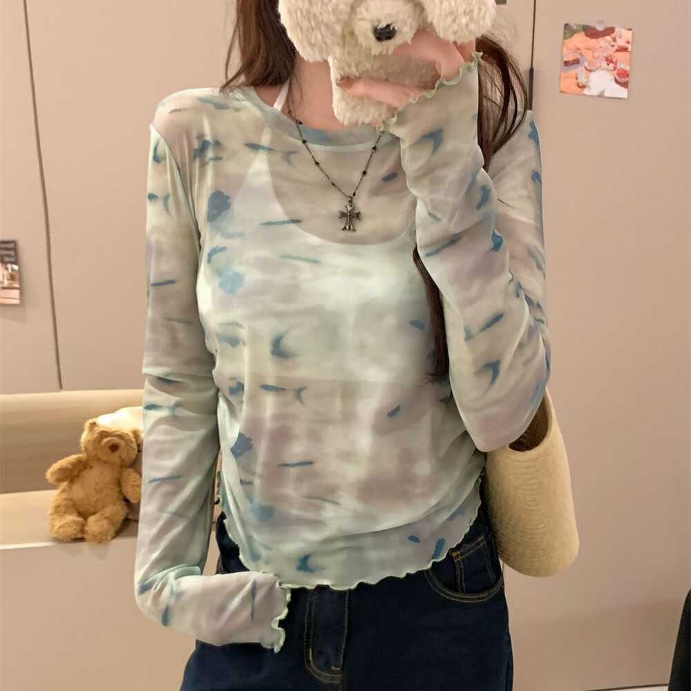 轻薄透气防晒罩衫夏季长袖t恤女宽松薄款韩版慵懒风冰丝防晒衣