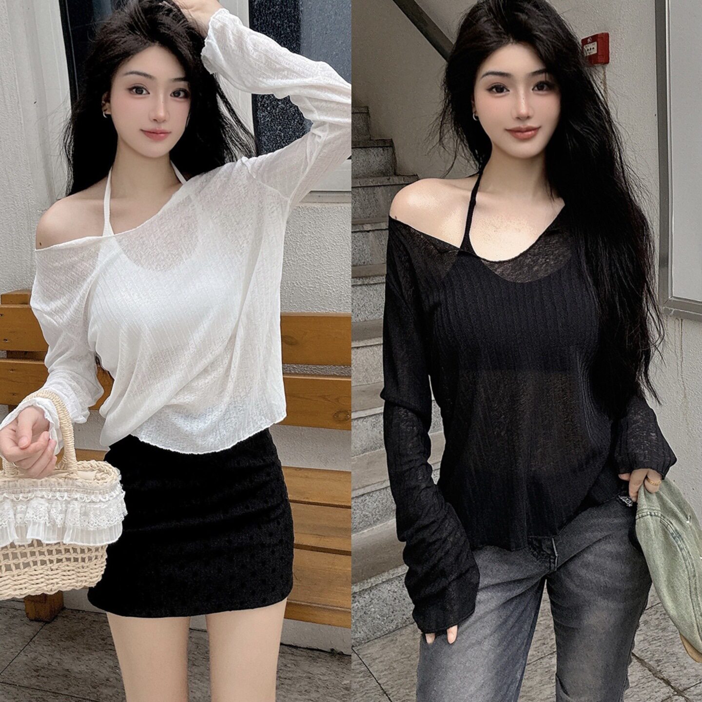韩版慵懒风长袖t恤女2026新款夏轻薄透气防晒衣宽松薄款女士上衣