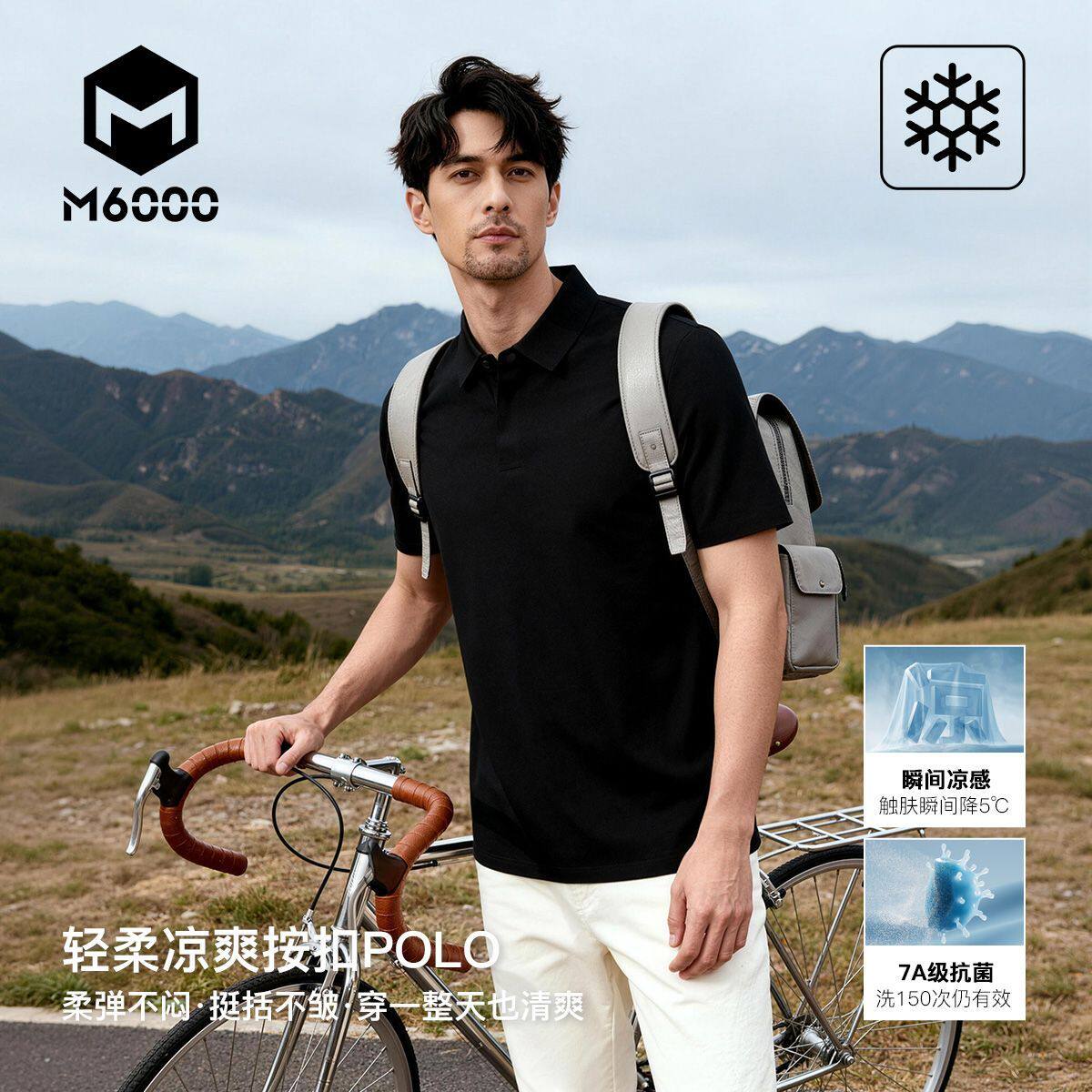 【莫代尔&双重液氨&弹性纤维】M6000春夏7A抗菌凉感舒适POLO衫