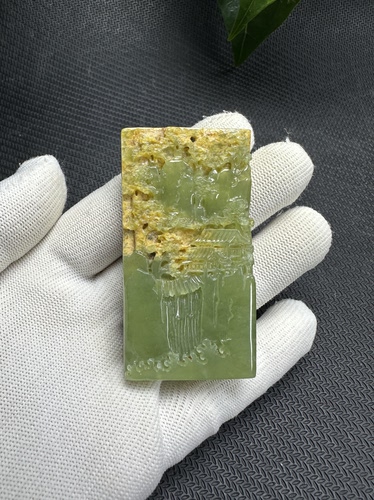河磨玉马蜂料山水牌吊坠手把小摆印章