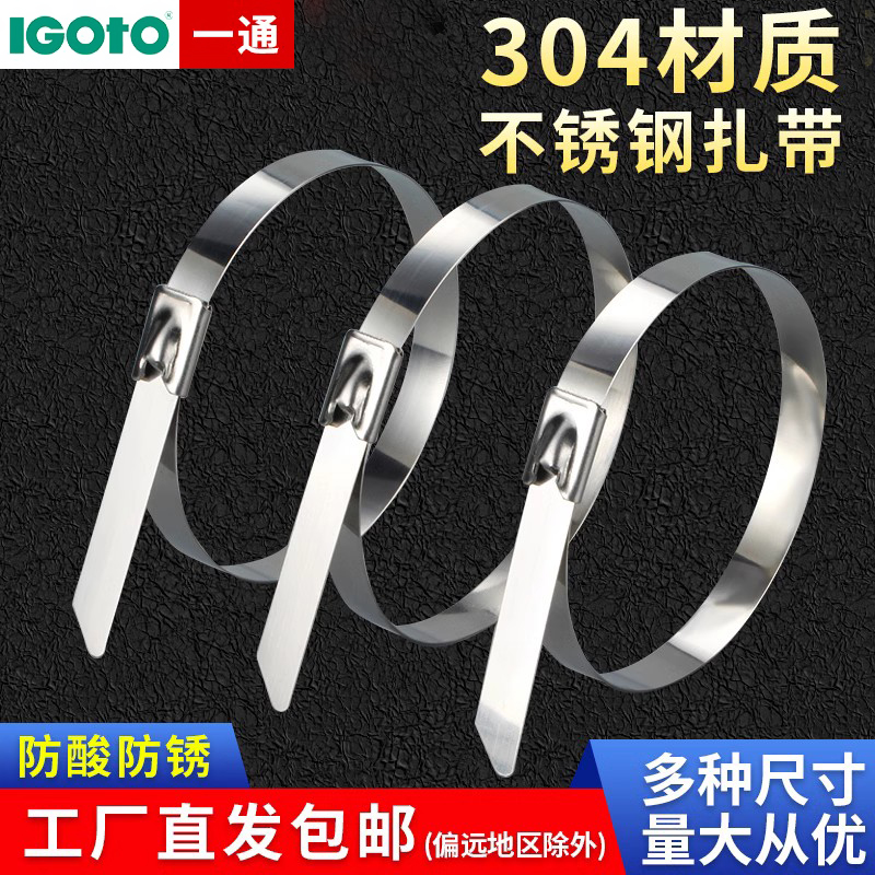 304不锈钢扎带10MM宽船用扎带电缆线捆扎带铁丝固定扣广告牌扎带_虎窝淘