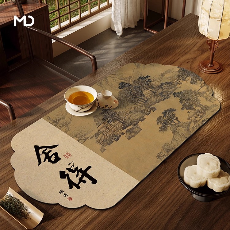 新中式吸水茶席禅意茶台专用桌旗