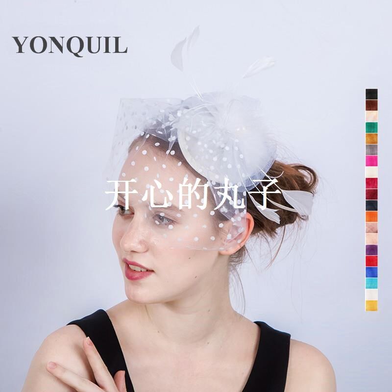 Women white feather sposa fascinator hats with dot mesh veilin the Musical Instruments/Guitar/Piano/Fitting , Children's toys, musical instruments , Children rattles  category - from Buy2taobao.com to provide professional Taobao agent buy service