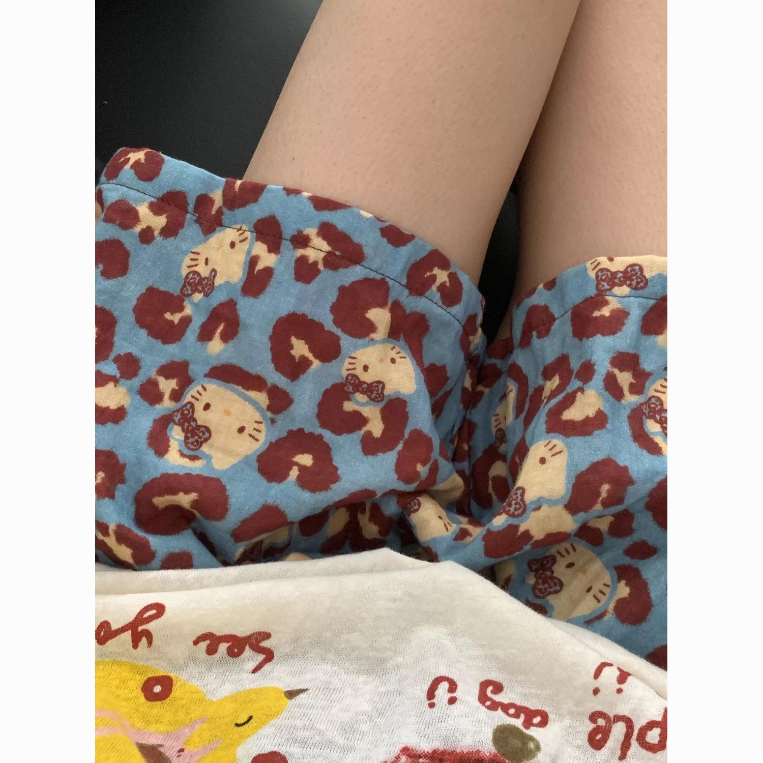 夏天宽松睡裤可爱舒适甜美遛弯裤休闲家居裤可外彩色豹纹短裤女