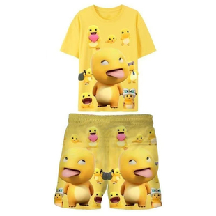 皇帝驾到线条小狗卡通睡衣套装男女短袖搞笑炸街个性家居服套装