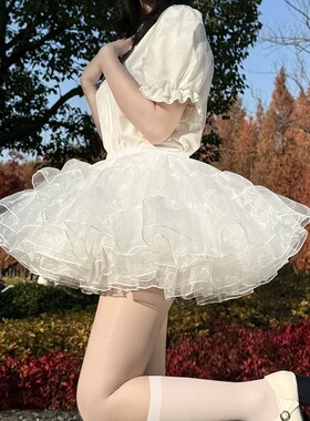 狗短暴力裙撑35cm日常洛丽塔lolita防走光无骨软纱可外穿蓬蓬裙撑