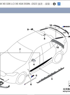 BMW宝马原厂 X6 G06 LCI MP碳纤维前唇通风进气口后视镜侧裙尾翼