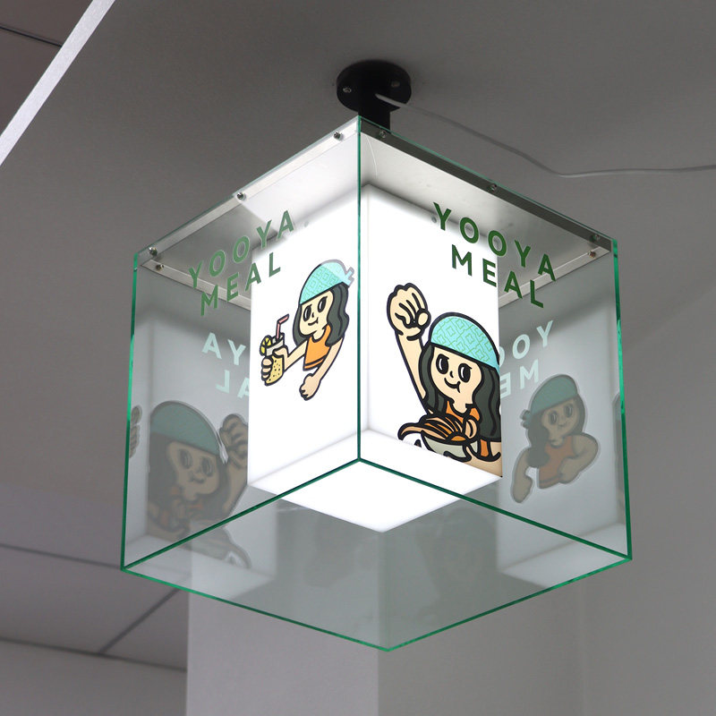 ins 360度 旋转双层亚克力灯箱广告牌 冷暖发光招牌定制 引流吸睛
