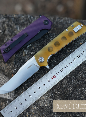 SHOOZIZ 折刀 XUN113二代 D2钢 户外露营战术折叠刀 高硬度实用刀
