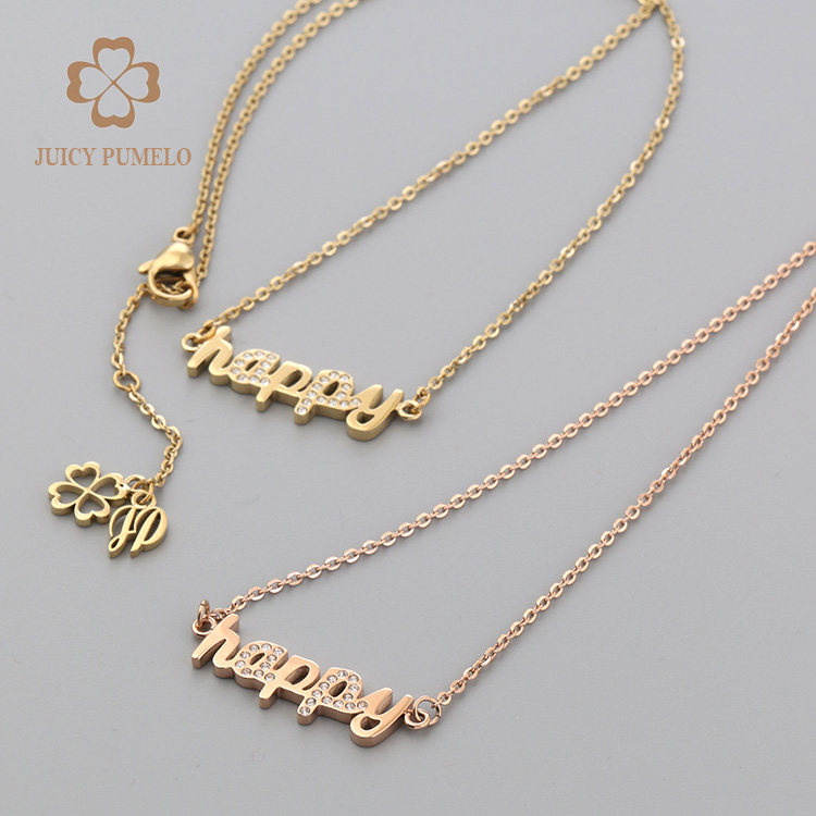 JP =Clear library=Diamond letter happy Fine necklace Clavicle chainin the Accessories/Fashion Jewelry, Necklace  category - from Buy2taobao.com to provide professional Taobao agent buy service