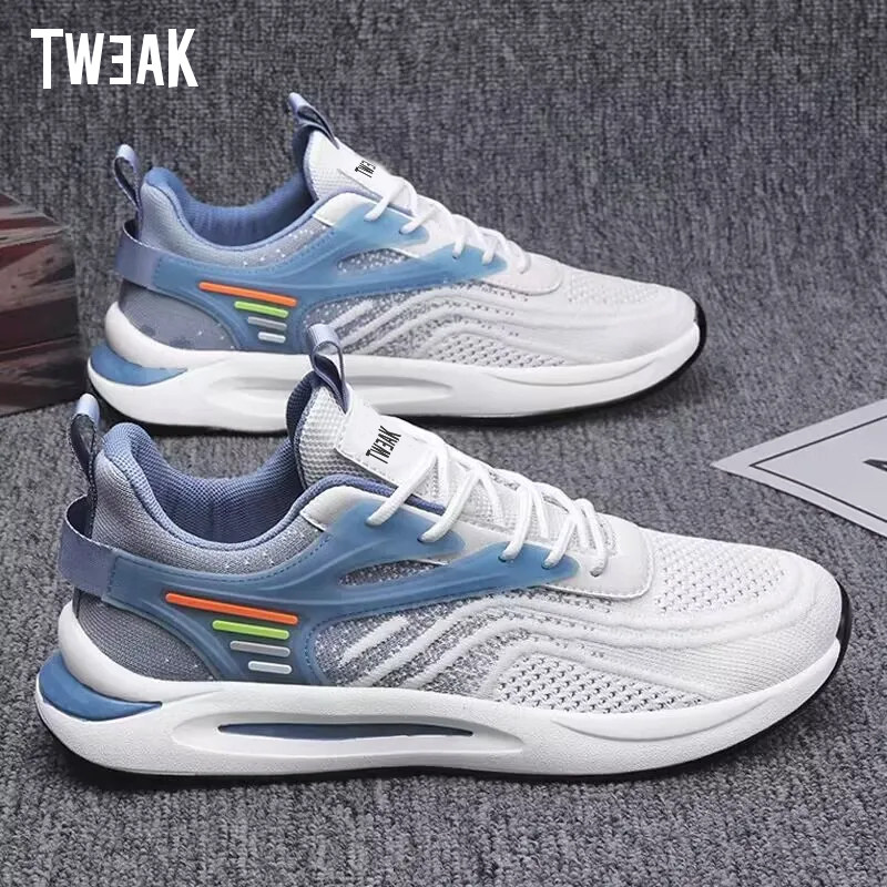 tweak春秋季男鞋新款透气飞织网面运动休闲跑步鞋男款学生小白鞋
