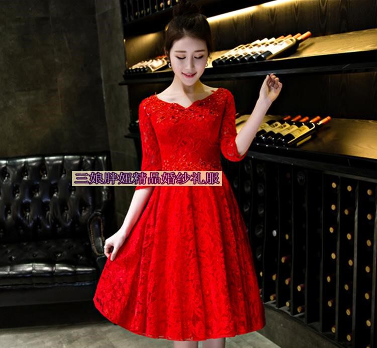 2018新款 敬酒服 新娘结婚礼服裙/加大码加肥mm胖显瘦款红色晚宴在类目 女装/女士精品, 婚纱/旗袍/礼服, 礼服/晚装中 - 来自Buy2taobao.com提供专业的淘宝代购服务