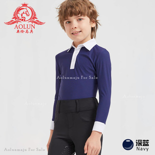 儿童马术长袖衬衫骑马比赛T恤马术运动用品英式儿童骑士装备马具