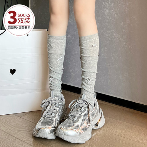 灰色袜子女夏季薄款小腿袜芭蕾风