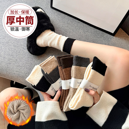 厚袜子女款秋冬中筒袜2025新款爆款加厚堆堆袜外穿ins潮冬季长袜