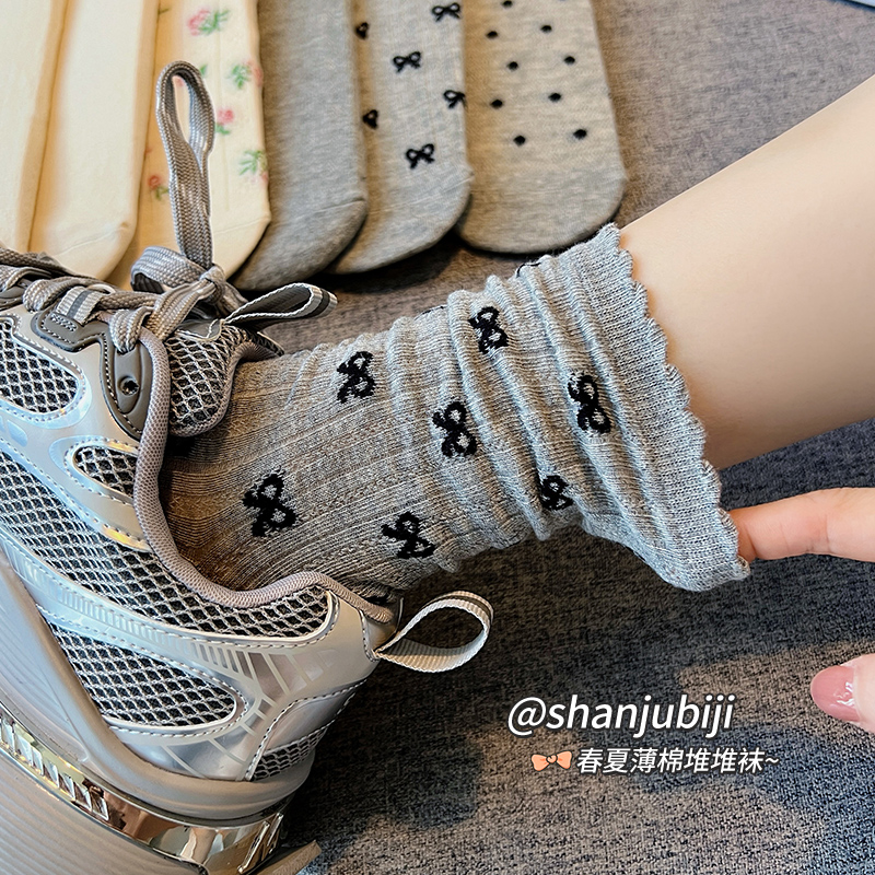 灰色袜子女春夏季棉透气薄款女款