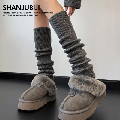 灰色袜套堆堆袜护膝护腿长筒套