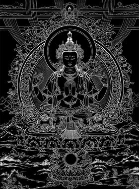 四臂观音唐卡手绘唐卡diy西藏